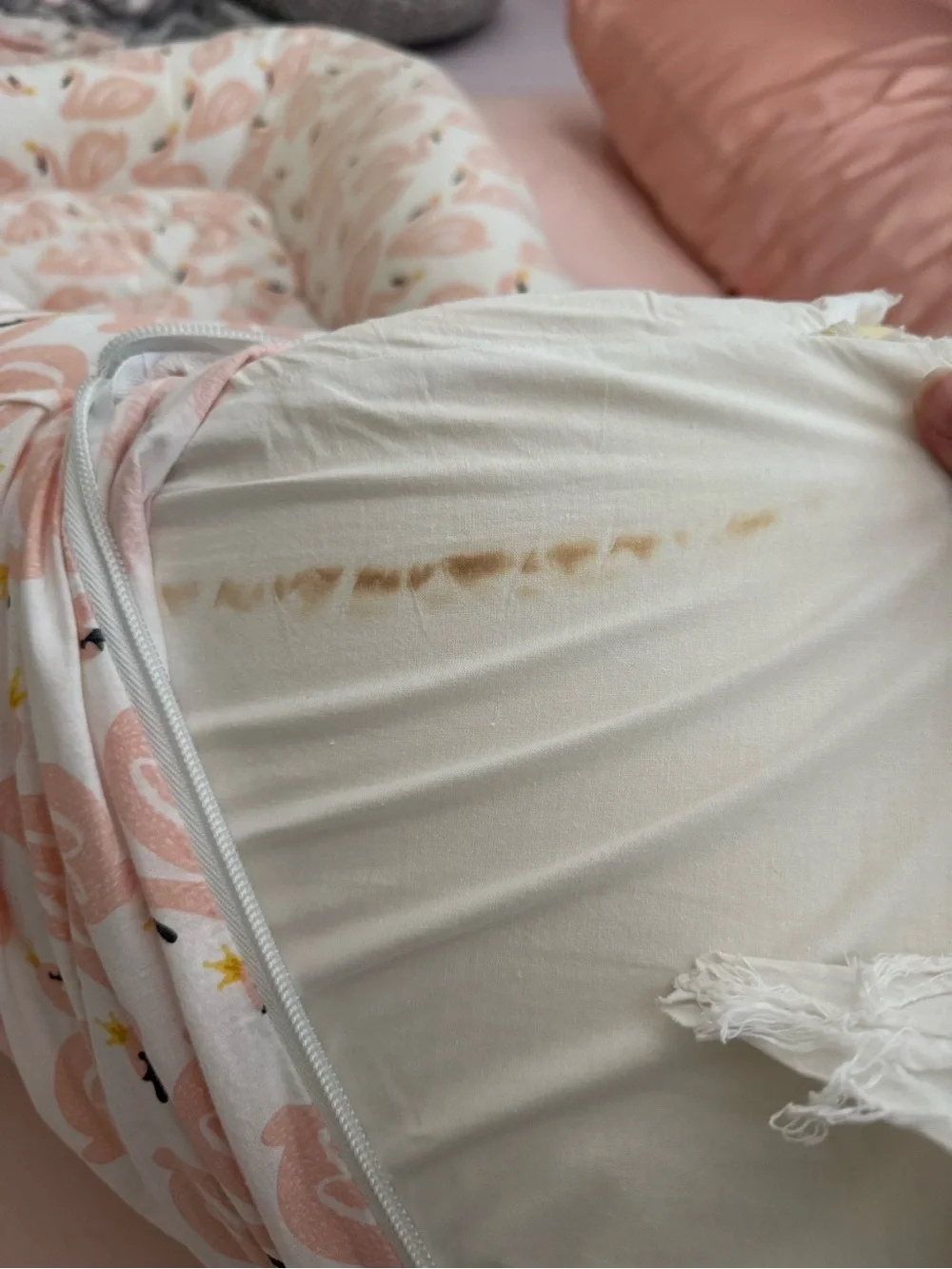 Plush Pink Swan Print Baby Nest Lounger